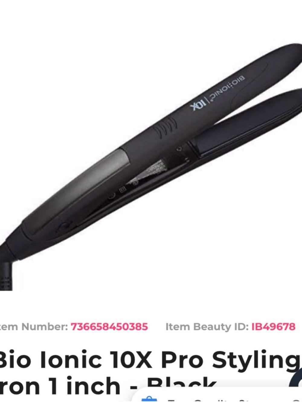 Bio Ionic 10X Pro Black 1" Hair Straightener